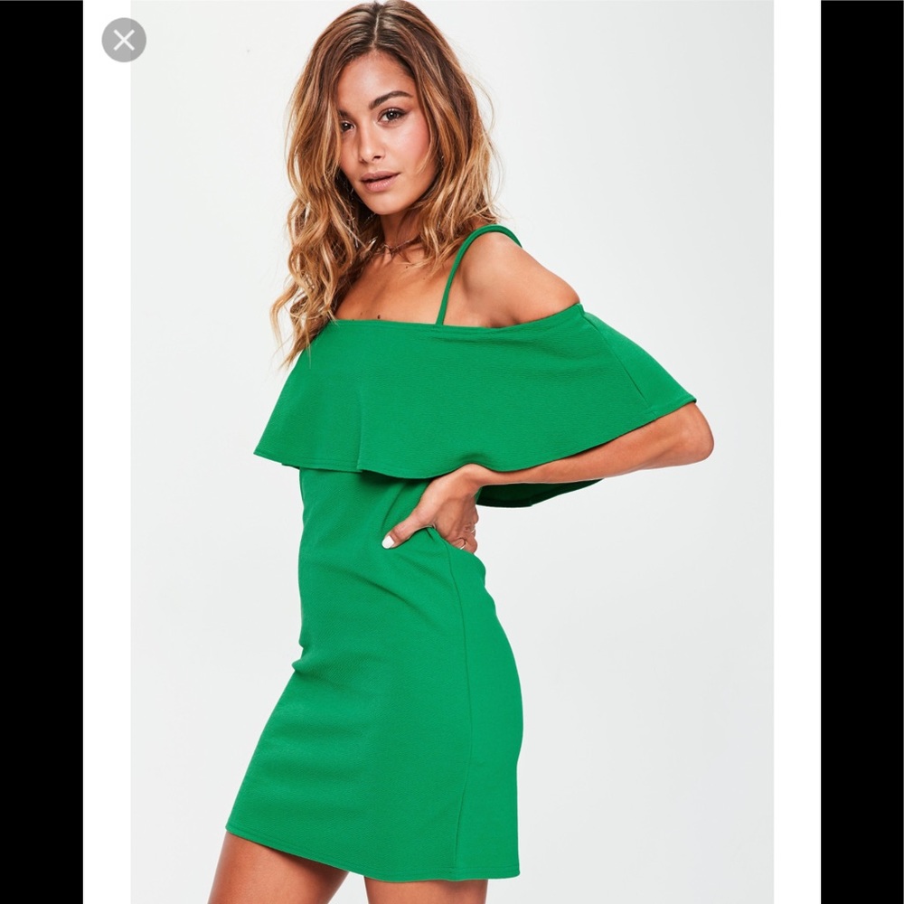 🎉Sale Misguided Bardot frill cold shoulder dress